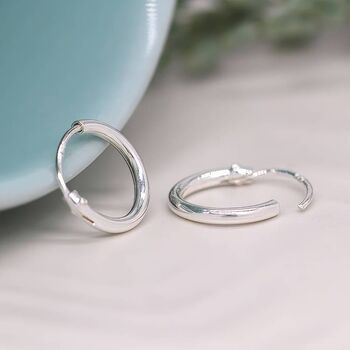 Sterling Silver Mini Sleeper Hoop Earrings – 10mm, 6 of 8