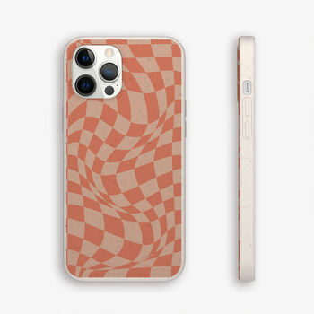 Red Wavy Check Biodegradable Phone Case, 4 of 9