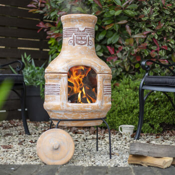 Two Piece Clay Chiminea With Grill, 2 of 4