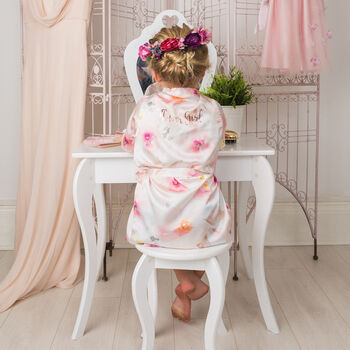 Floral Flower Girl Child Robe Gown Pink Watercolour, 3 of 6
