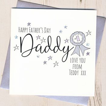 Personalised Glittery Rosette Father's Day Card, 2 of 4