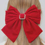 Velvet Hair Bow With Crystal Detail, thumbnail 2 of 4