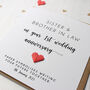 First Anniversary Card For Sister And Brother In Law, thumbnail 1 of 2
