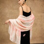 100% Mulberry Silk Scarf, Peach Marbling In Gift Box, thumbnail 1 of 9