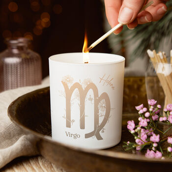 Virgo Zodiac Birth Flower Personalised Candle Gift, 2 of 12