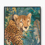 Cheetah In The Gold Green Jungle Leaves Wall Art Print, thumbnail 5 of 6