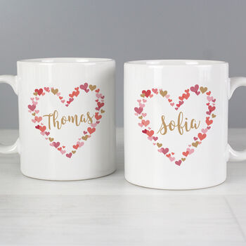 Personalised Confetti Hearts Couples Wedding Mug Set, 3 of 5