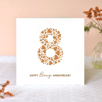 Love Hearts Bronze 8th Anniversary Card, 2 of 2