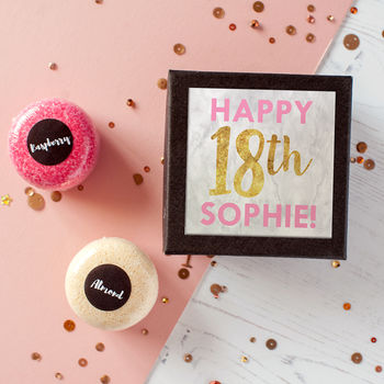 Personalised Birthday Bath Bomb Macarons In Gift Box, 3 of 10