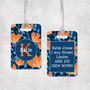 Personalised Blue And Orange Flowers Luggage Tag, thumbnail 2 of 3