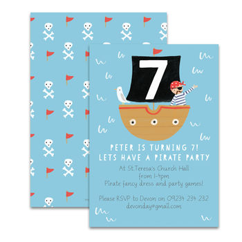 Personalised Pirate Children's Birthday Invitations, 2 of 4