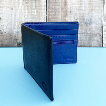 Blue Interior Leather Wallet, 3 of 4