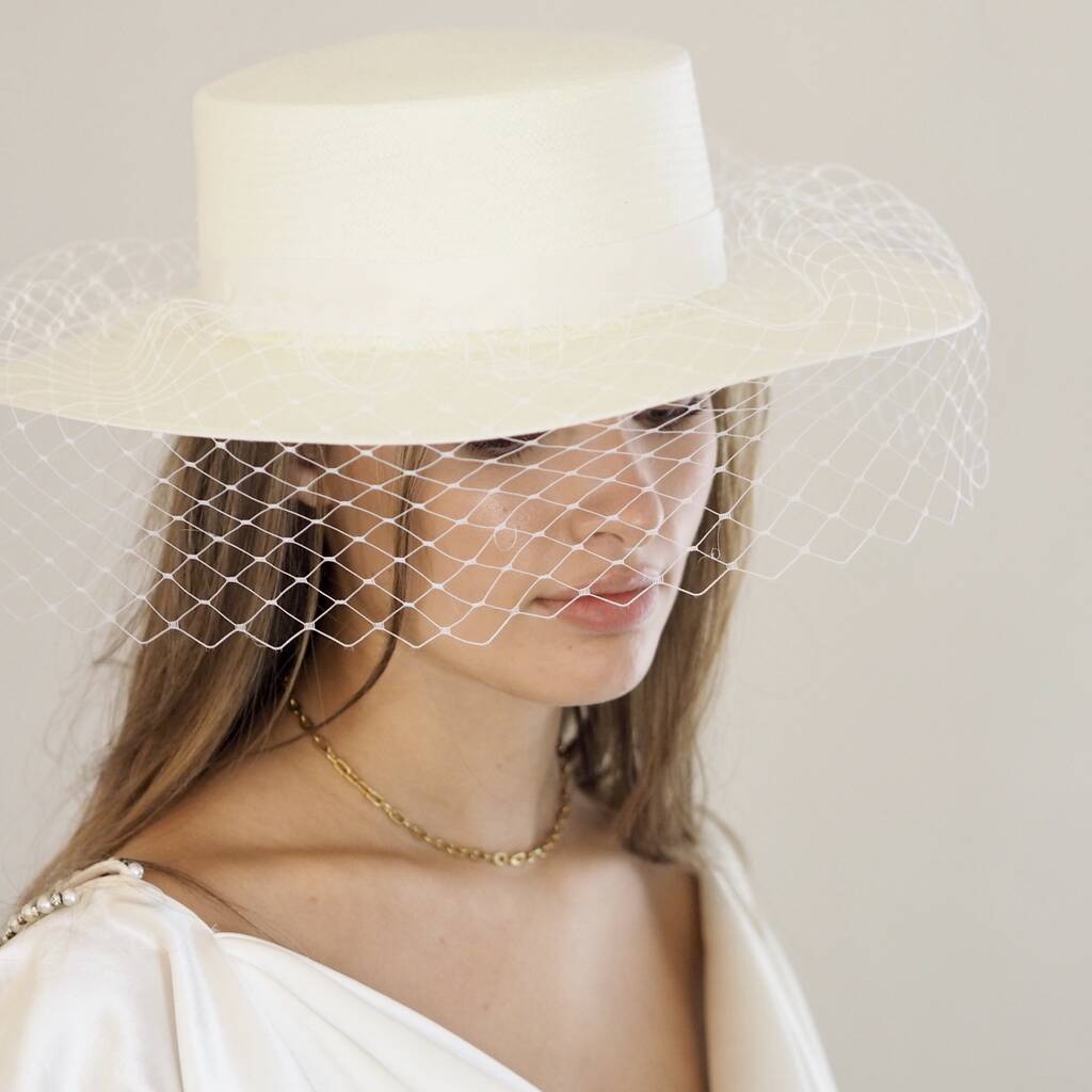 Bridal Boater Hat Veiled