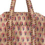 Block Print Flower Cotton Weekend Duffle Bag, thumbnail 8 of 8
