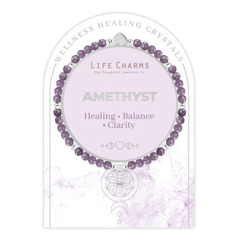 Amethyst And Silver Beads Healing Crystals Bracelet Gift, 2 of 5