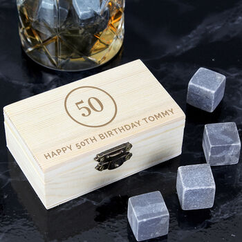 Personalised Birthday Box Of Whiskey Stones, 2 of 3