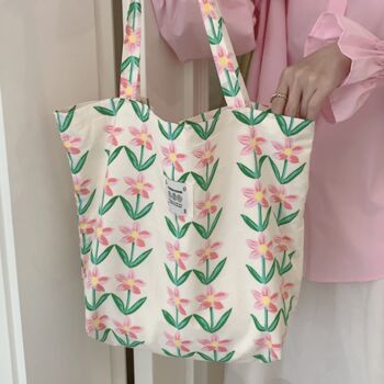 Summer Floral Thin Cotton Shoulder Bag For School Picnic Bag, 4 of 9
