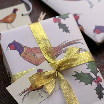 Pheasant Christmas Wrapping Paper Set, 2 of 5