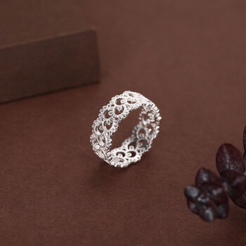 Sterling Silver Lace Filigree Band Ring, 3 of 12