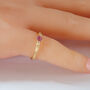 A Powder Pink Sapphire Ring In Nine Carat Yellow Gold, thumbnail 4 of 5