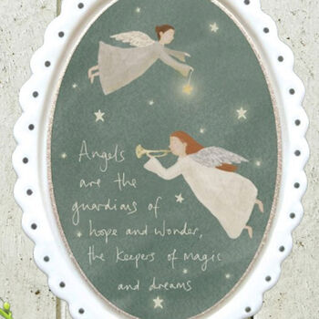 Elegant Oval Porcelain Angel Christmas Decoration, 3 of 5