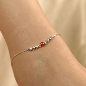 925 Silver Orange Silver Round Ball Thin Payal Anklet, 2 of 7