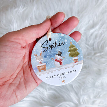 Personalised First Christmas Ceramic Ornament For Baby, 5 of 7