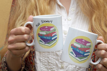 'Stack Of Books' Teacher Or Teaching Assistant Mug, 2 of 2