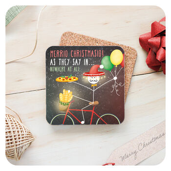 Merrio Christmas Gift Coaster Funny Drinking Present, 2 of 5