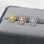 Sterling Silver Tiny Forget Me Not Flower Earrings, thumbnail 1 of 12