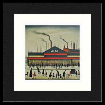 Framed 'Aldi' Print. Lowry Style, 2 of 5