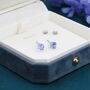 3D Lilac Purple Crystal Cube Stud Earrings, thumbnail 7 of 10
