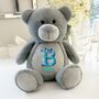 Personalised Monster Alphabet Children's Grey Teddy Bear 42cm, thumbnail 3 of 7