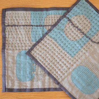 Slow Stitched Mini Quilt Kit In Linen, 6 of 7