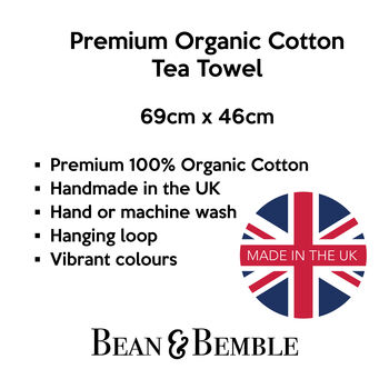 Bright Orange Leopard Print Organic Cotton Tea Towel, 4 of 7