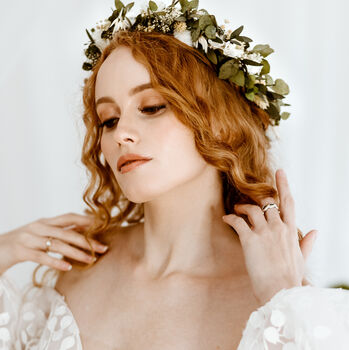 Aphrodite Foliage Flower Crown Wedding Headband, 3 of 5