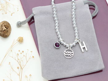 Zodiac Star Sign Personalised Silver Bead Bracelet, 3 of 11