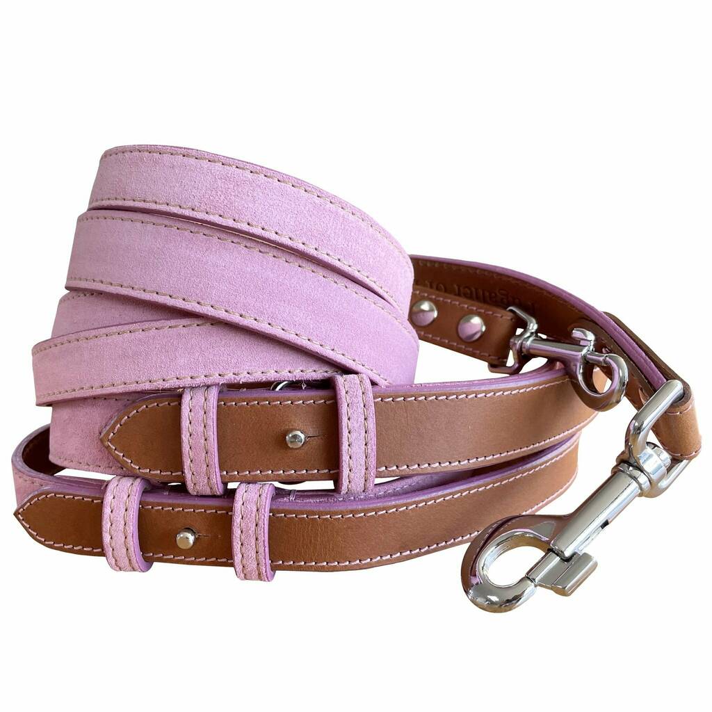 Pink Leather Dog Lead By Pugalier Of London