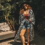 Navy Blue Long Sleeve Viscose Summer Kimono, thumbnail 1 of 4