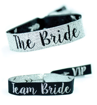 Team Bride Silver And Black Hen Party Wristbands, 4 of 9