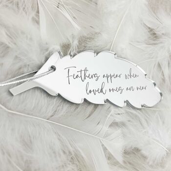 Memorial Mirrored Acrylic Feather Hanging Decoration, 2 of 6