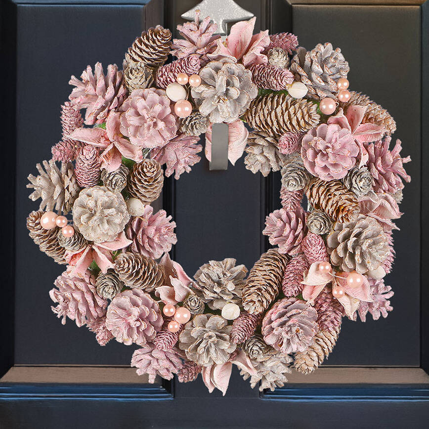 Winter Sparkle Pink Christmas Door Wreath By Dibor