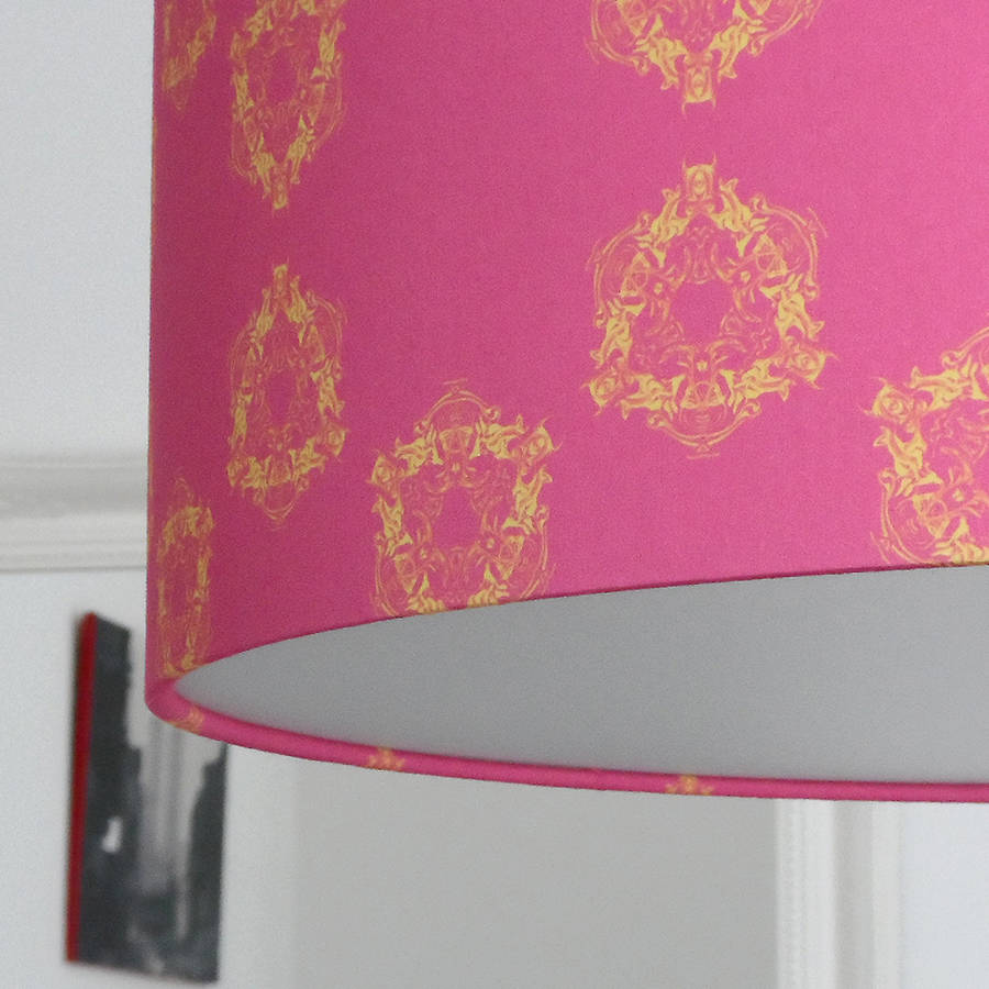 Large Stunning Hot Pink Fabric Lampshade For The Home By Designed by