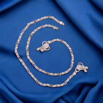 Silver Plated Link Chain Braid Evil Eye Payal Anklet, 2 of 2