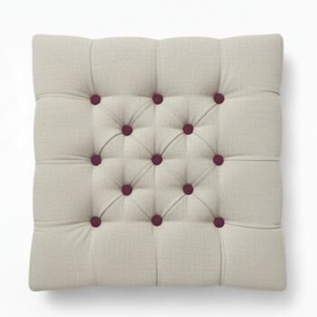 Upholstered Linen Square Footstool With Contrast Button Tufting, 5 of 12