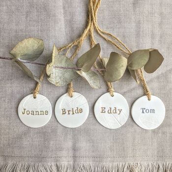 Five Personalised Botanical Place Setting Wedding Tags, 2 of 9