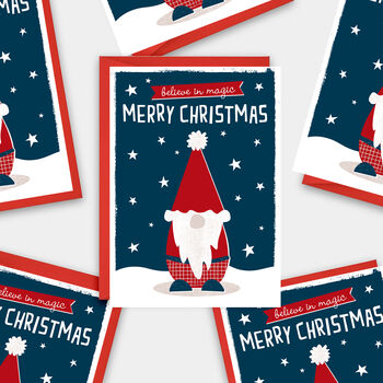 Christmas Gnome Card. Single Card Or Pack Of Six, 3 of 4