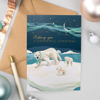 Foiled Polar Animals Christmas Cards Pack Of Eight, 4 of 4