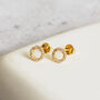 Gold Plated Diamante Loop Earrings, thumbnail 2 of 3