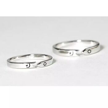 Couple Moon And Sun Adjustable Promise Rings, 2 of 3